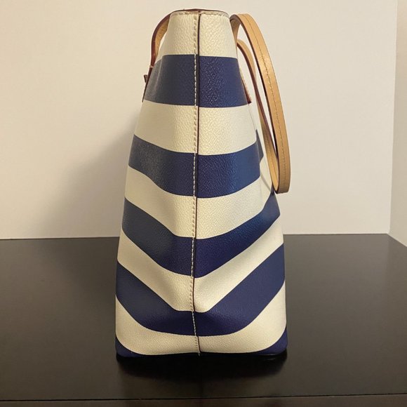Kate Spade Tote Margareta Sawyer Street Blue and Ivory Stripe - Picture 9 of 9